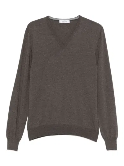 Gran Sasso V-neck Wool Sweater In Gray
