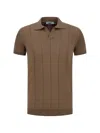 Gran Sasso Vertical-stripe Collared T-shirt In Brown
