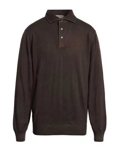 Gran Sasso Vintage Man Sweater Dark Brown Size 48 Virgin Wool In Gray