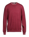Gran Sasso Vintage Man Sweater Garnet Size 48 Virgin Wool