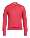 Gran Sasso Vintage Man Sweater Red Size 42 Virgin Wool In Pink