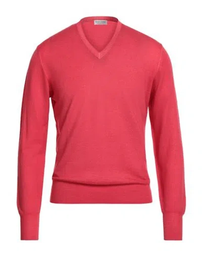 Gran Sasso Vintage Man Sweater Red Size 42 Virgin Wool In Pink
