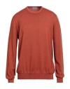 Gran Sasso Vintage Man Sweater Rust Size 48 Virgin Wool In Orange