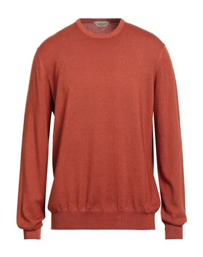 Gran Sasso Vintage Man Sweater Rust Size 48 Virgin Wool In Orange
