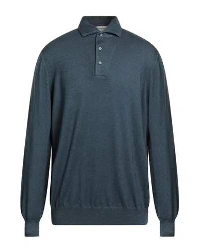 Gran Sasso Vintage Man Sweater Slate Blue Size 46 Virgin Wool