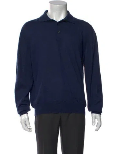 Pre-owned Gran Sasso Virgin Wool Collar Polo Shirt In Blue