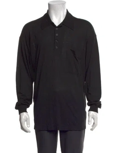 Pre-owned Gran Sasso Virgin Wool Collar Polo Sweater In Black