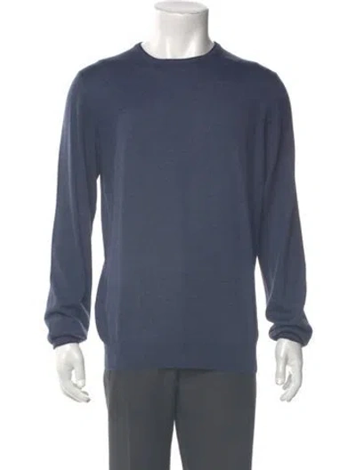 Pre-owned Gran Sasso Virgin Wool Crew Neck Pullover W/ Tags In Blue