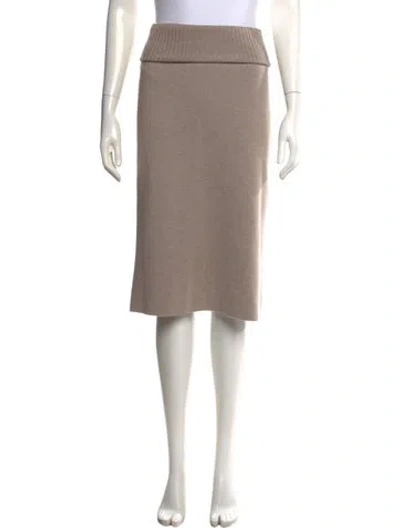 Pre-owned Gran Sasso Virgin Wool Midi Length Skirt W/ Tags In Neutrals