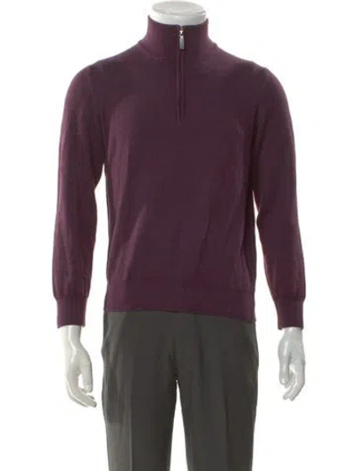 Pre-owned Gran Sasso Virgin Wool Mock Neck Pullover In Purple