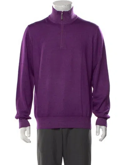 Pre-owned Gran Sasso Virgin Wool Mock Neck Pullover In Purple