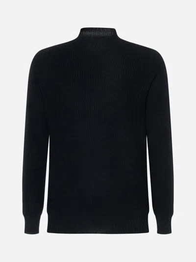 Gran Sasso Virgin Wool Mock Neck Sweater In Nero