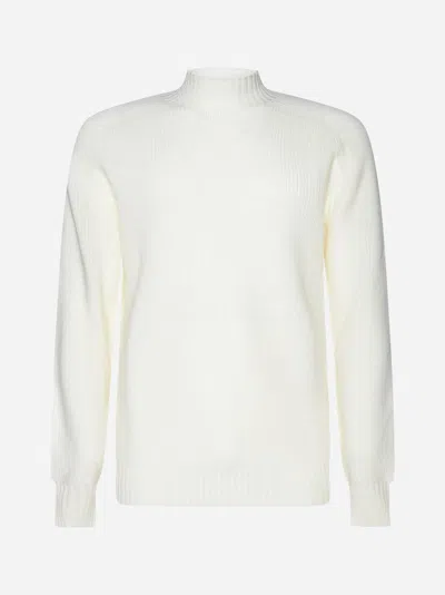 Gran Sasso Virgin Wool Mock Neck Sweater In Bianco