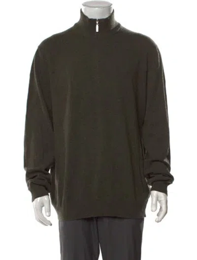 Pre-owned Gran Sasso Virgin Wool Mock Neck Sweatshirt In Green