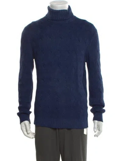 Pre-owned Gran Sasso Virgin Wool Patterned Pullover In Blue