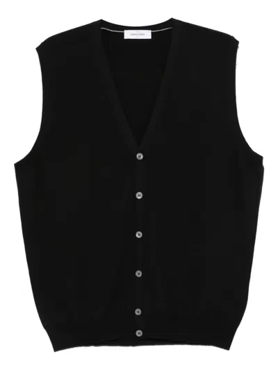 Gran Sasso Virgin Wool Sleeveless Cardigan In Black