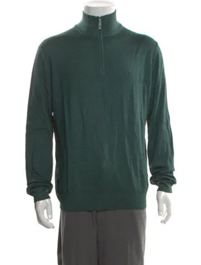 Pre-owned Gran Sasso Virgin Wool Turtleneck Polo Sweater In Green