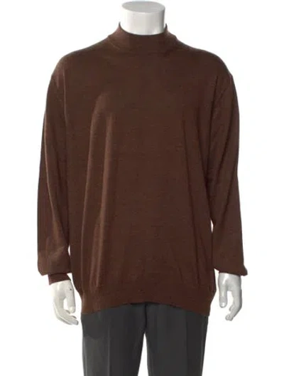 Pre-owned Gran Sasso Virgin Wool Turtleneck Pullover In Brown