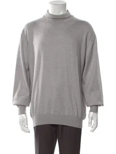 Pre-owned Gran Sasso Virgin Wool Turtleneck Pullover In Gray