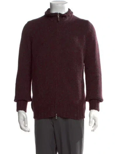 Pre-owned Gran Sasso Virgin Wool Tweed Pattern Pullover In Burgundy