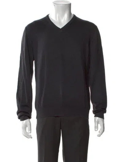 Pre-owned Gran Sasso Virgin Wool V-neck Pullover In Gray