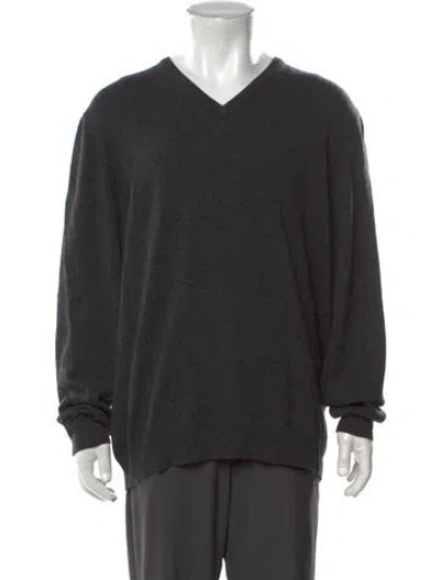 Pre-owned Gran Sasso Virgin Wool V-neck Pullover In Grey