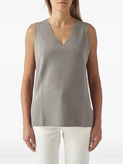 Gran Sasso V-neck Knitted Top In Gray