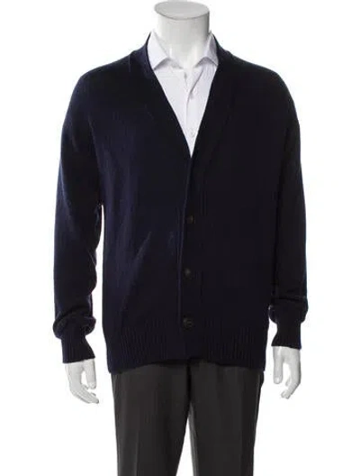 Pre-owned Gran Sasso V-neck Long Sleeve Cardigan In Blue