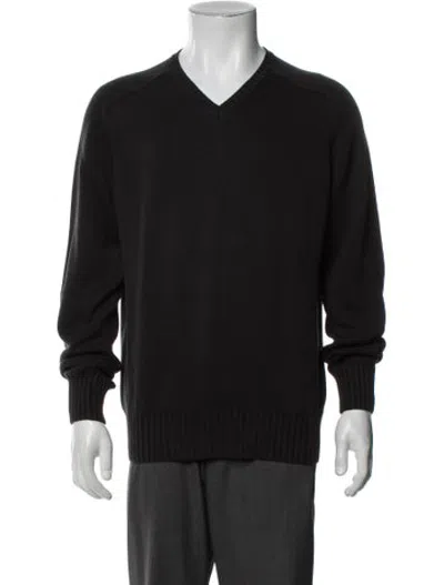 Pre-owned Gran Sasso V-neck Long Sleeve Pullover In Black