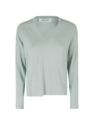 Gran Sasso V-neck Long-sleeve Sweater In Green