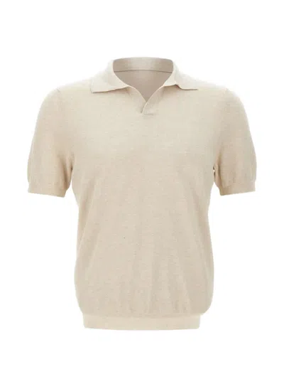 Gran Sasso V-neck Polo-collar T-shirt In Gold