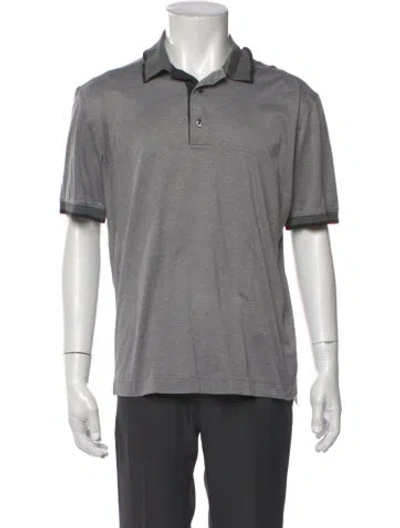 Pre-owned Gran Sasso V-neck Short Sleeve Polo Shirt In Gray