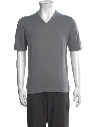Pre-owned Gran Sasso V-neck Short Sleeve T-shirt In Grey