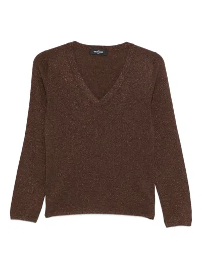 Gran Sasso V넥 스웨터 In Brown