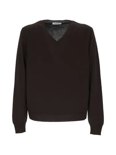 Gran Sasso V-neck Sweater In Brown