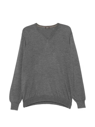 Gran Sasso V-neck Sweater In Gray