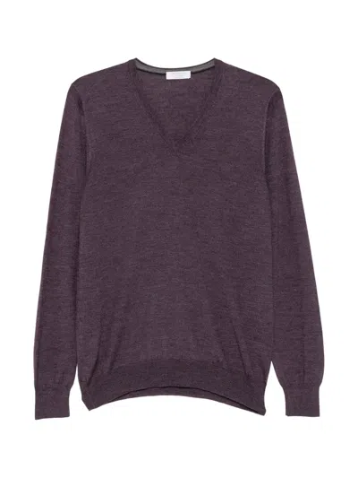 Gran Sasso V-neck Wool Sweater In Purple