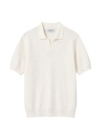 Gran Sasso Waffle-knit Open-collar Polo Shirt In White