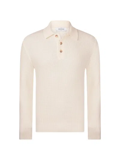 Gran Sasso Waffle-knit Wool Polo Shirt In Neutral