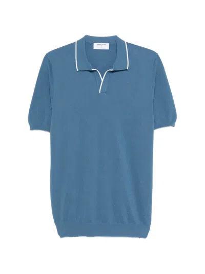 Gran Sasso White-trim Polo-collar T-shirt In Blue