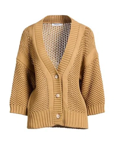 Gran Sasso Woman Cardigan Camel Size 12 Cotton, Polyamide In Beige