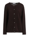 Gran Sasso Woman Cardigan Dark Brown Size 14 Virgin Wool, Viscose, Cashmere In Brown