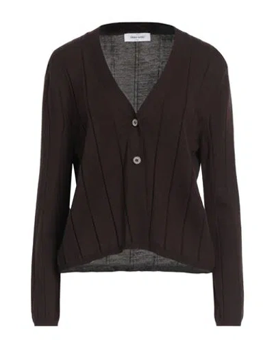 Gran Sasso Woman Cardigan Dark Brown Size 8 Virgin Wool