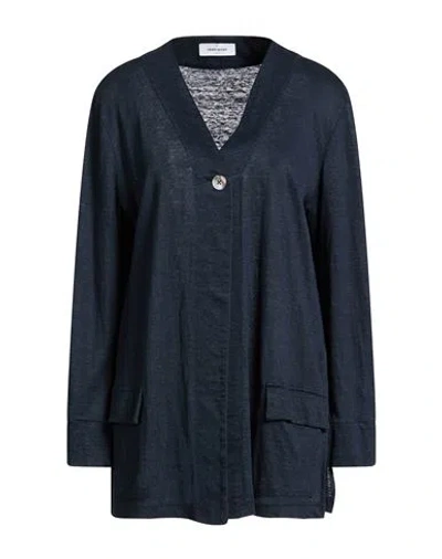 Gran Sasso Woman Cardigan Midnight Blue Size 10 Linen