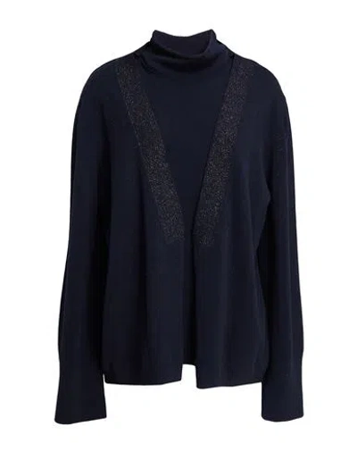 Gran Sasso Woman Cardigan Midnight Blue Size 12 Virgin Wool, Viscose, Cashmere, Polyester, Metallic