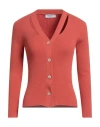 Gran Sasso Woman Cardigan Rust Size 8 Viscose, Polyester In Red