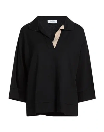 Gran Sasso Woman Polo Shirt Black Size 10 Cotton