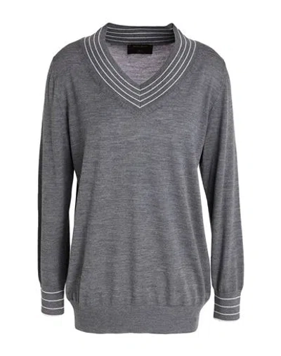 Gran Sasso Woman Sweater Charcoal Size 12 Virgin Wool In Gray