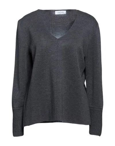 Gran Sasso Woman Sweater Charcoal Size 4 Virgin Wool In Black