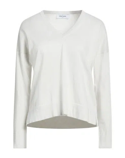 Gran Sasso Woman Sweater Light Grey Size 6 Cotton In White